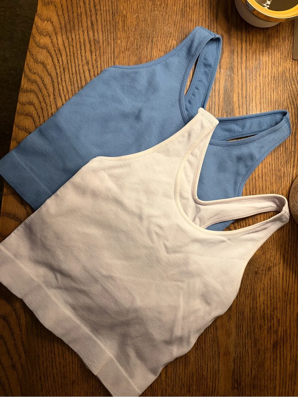 DSG Girls Tank Tops in White and Light Blue - 2 Pack